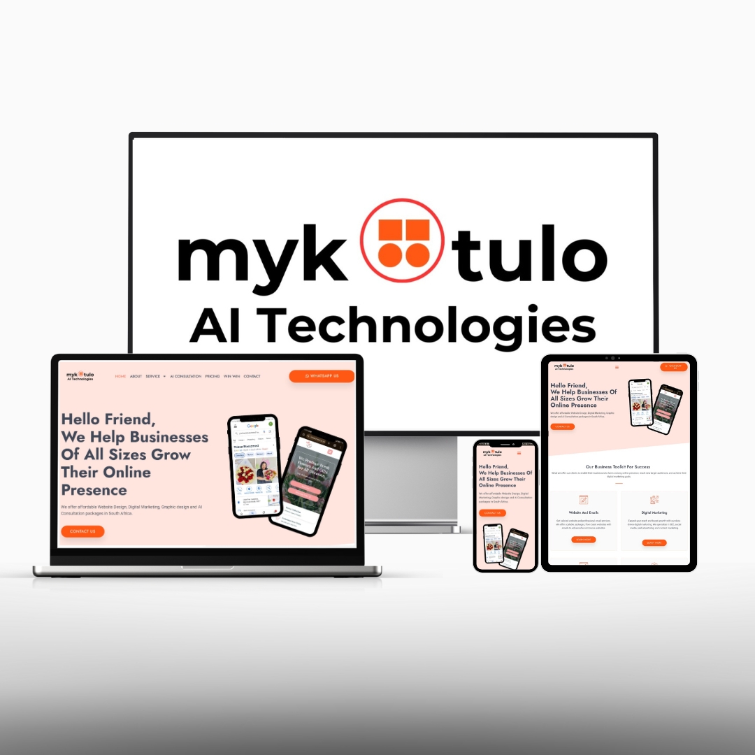 Mykotulo Website Design, Digital Marketing, Graphic design and AI Consultation packages.